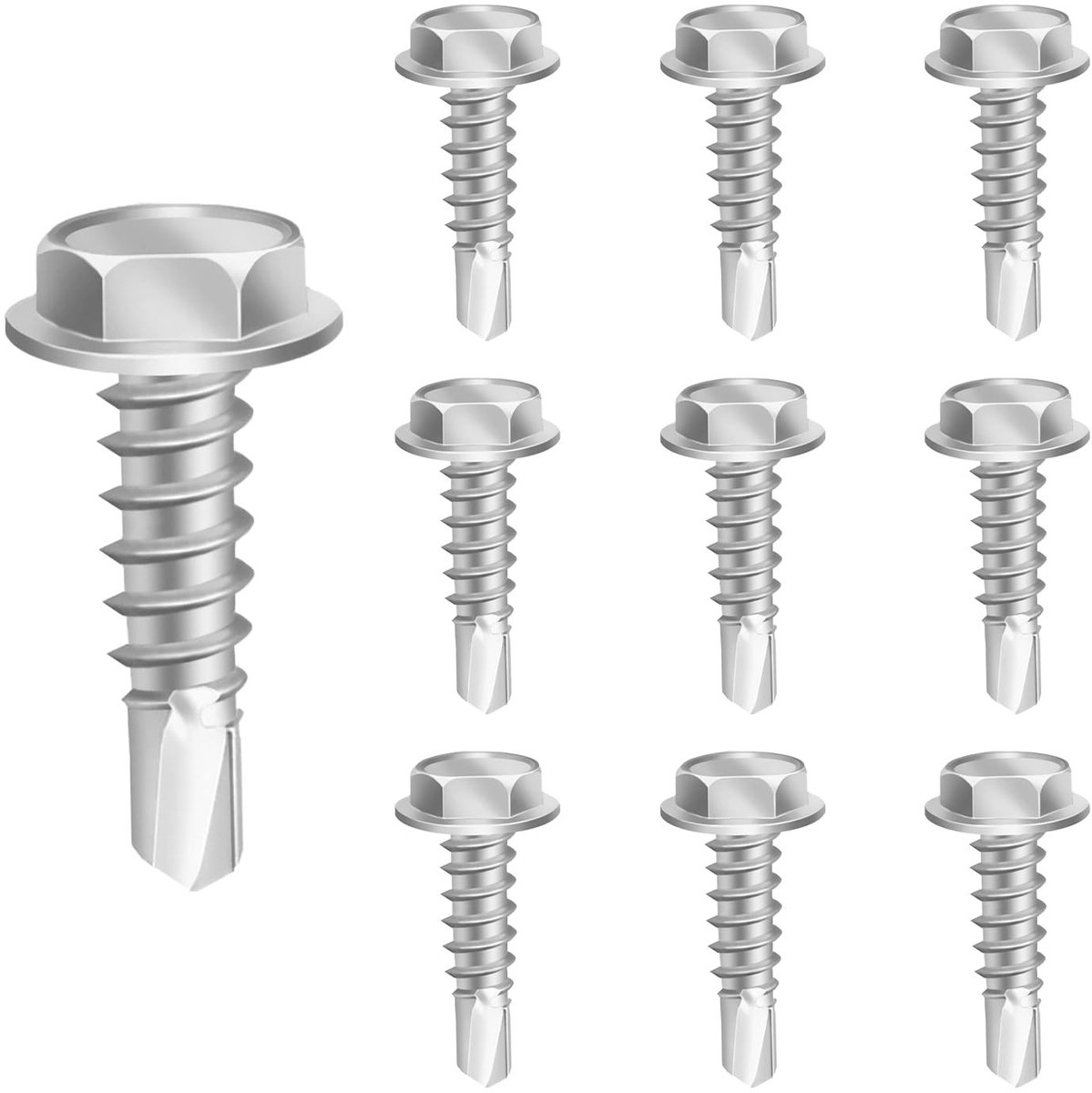 Dailygoods- Zeskantschroeven 150 stuks - Zelftappende schroeven - Roestvrij staal 410 - Boorschroeven - Trapeziumplaat - Duurzaam en stevig
