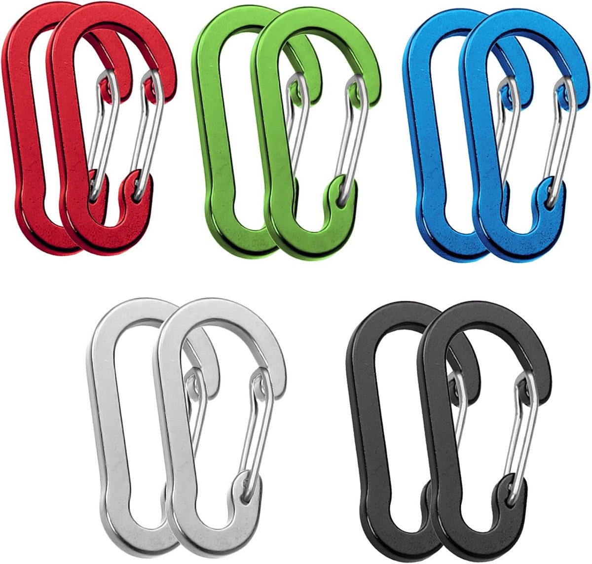 10 stuks karabijnhaken, karabijnhaak, snelsluiting, kleurrijke aluminium karabijnhaak, outdoor sleutelhanger voor sleutels, camping, rugzak, vissen