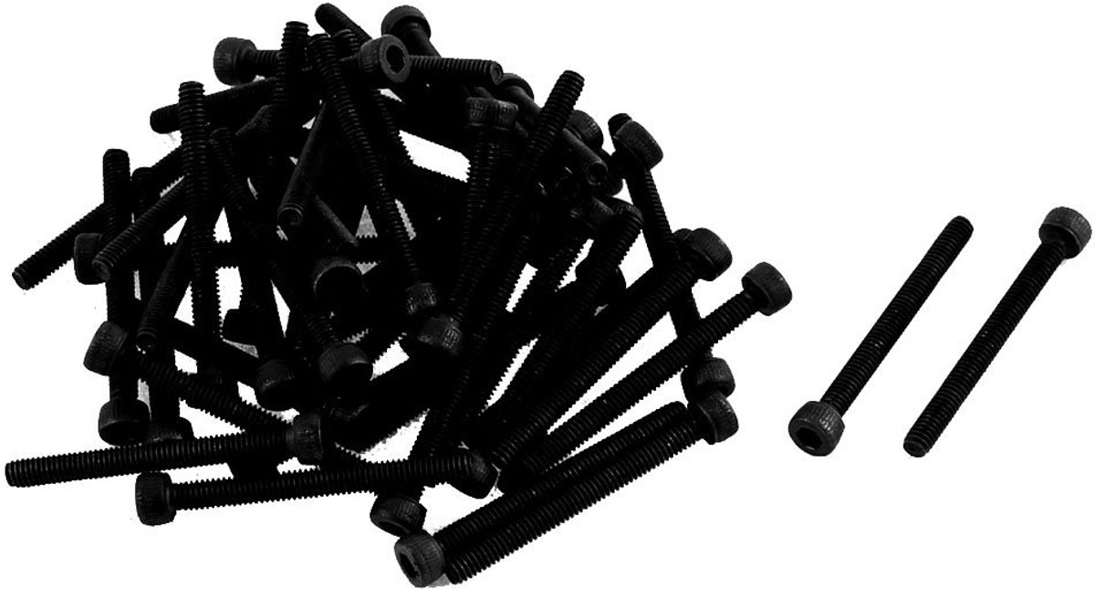 M2.5x25mm 12.9 gelegeerd staal schroefdop punt zeskantige socket schroeven bouten zwart 50 stuks