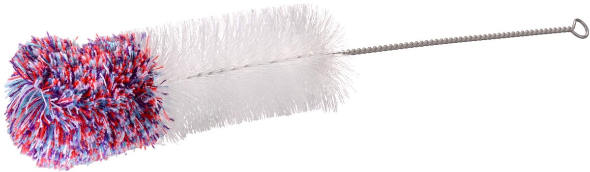 Flessenborstel 35 cm, reinigingsborstel voor Sodastream, glazen flessen, vazen, roestvrijstalen handvat, katoenen kop, vaatwasmachinebestendig, flessenreiniger, lang en flexibel