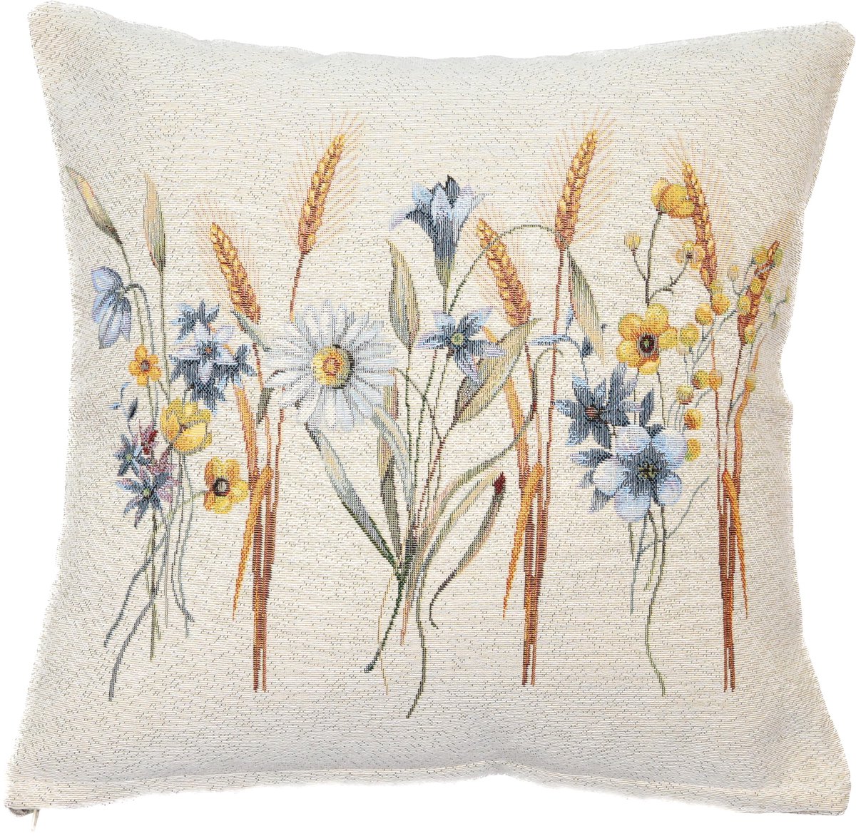 Kussensloop 45 x 45 cm, tapijt, decoratief kussen met motief, kussenhoes, sierkussen, sofakussen - zomerweide, 1 stuk