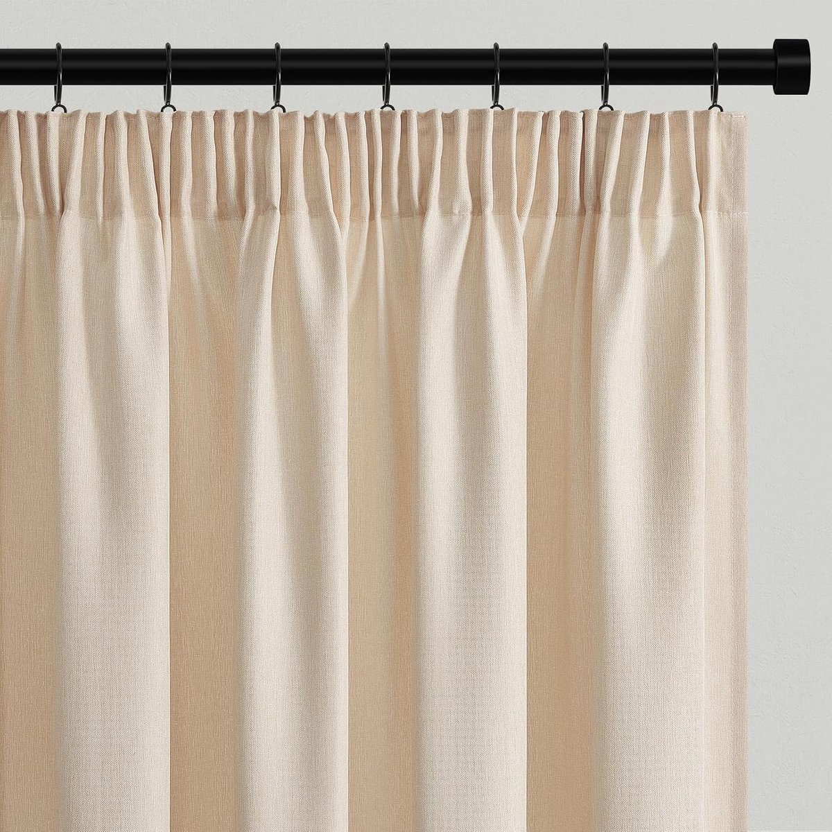 Gordijnen, beige, linnenlook, woonkamer, gordijnen met plooiband, semi-transparant, lichtfilter, voile gordijnen, modern gordijn, 140 x 225 cm, voor slaapkamer, balkondeur, kinderkamer, set