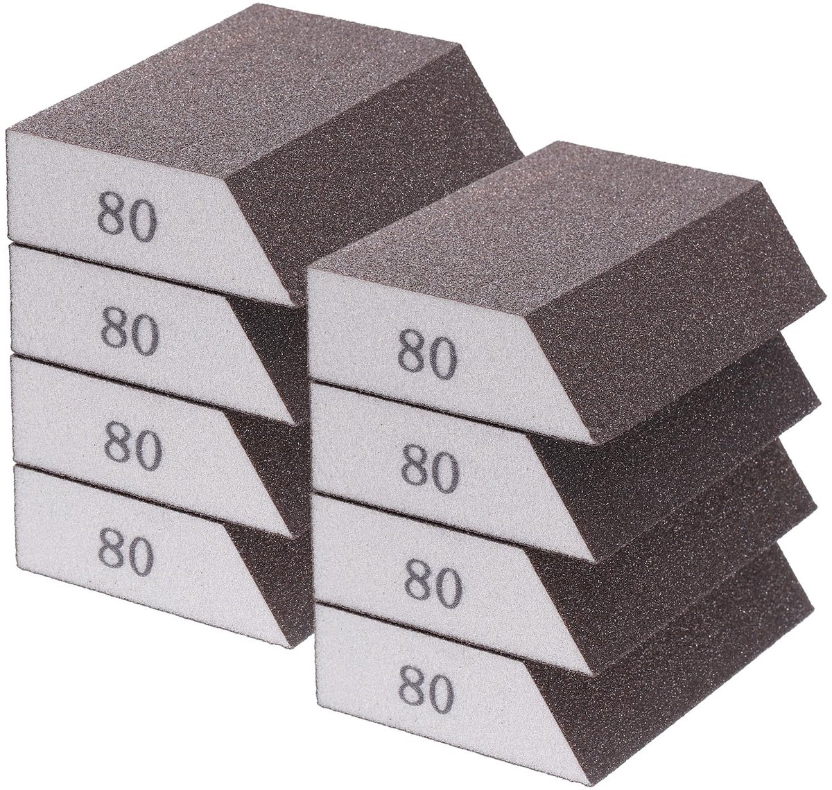 Schuursponsblokken, korrelgrootte 180, 220, schuurspons met afgeschuinde rand, 10 x 7 x 2,1 cm, wasbaar en herbruikbaar schuimschuurblok voor het polijsten van keukenmetaal, hout, 8 stuks