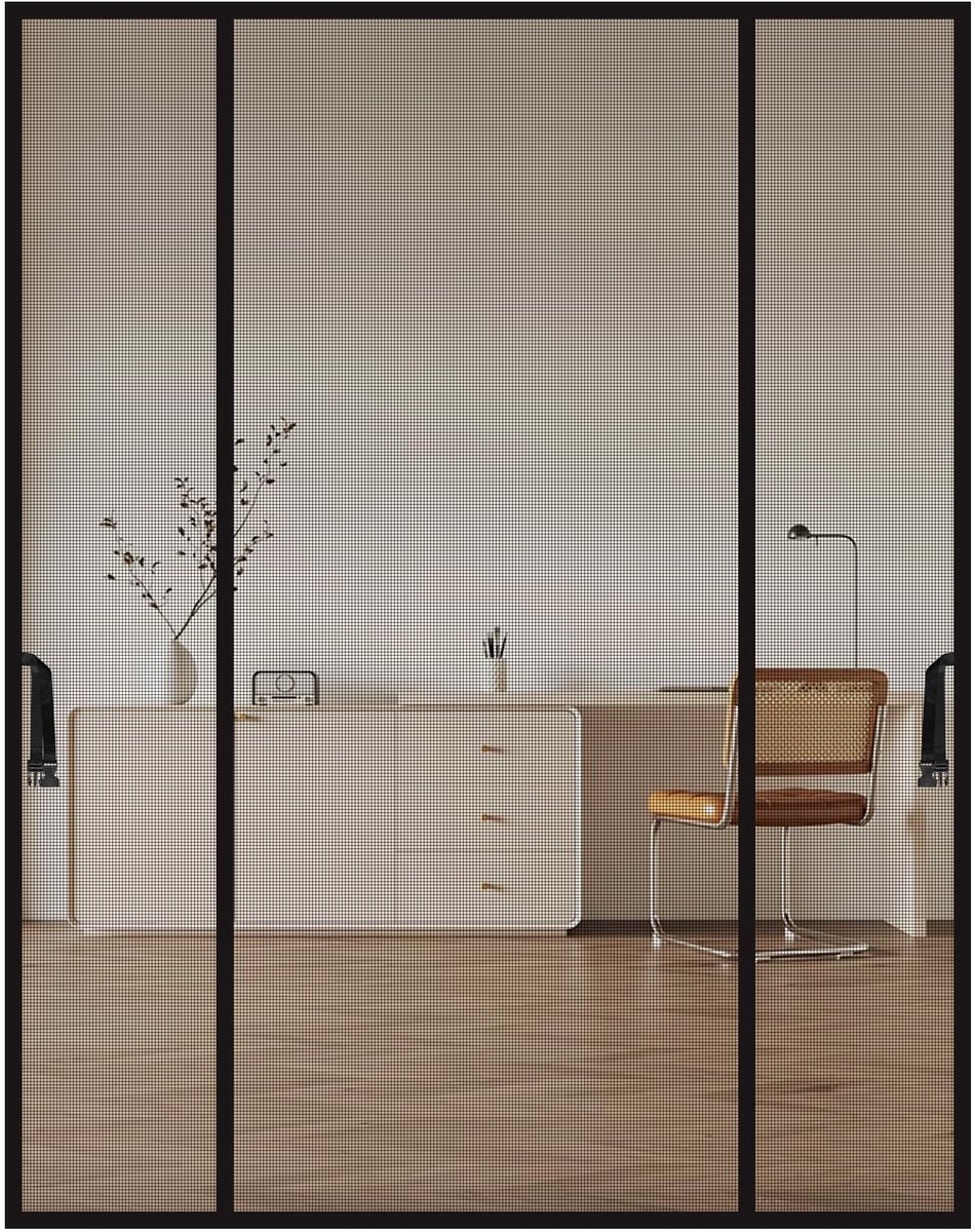 Vliegengaas voor deur, magnetisch, 180 x 210 cm, vliegengaas, balkondeur, magneet, dubbele deur, zonder boren, veilig voor kattenklauwen, sterkere magneten, insectenbescherming voor balkondeur