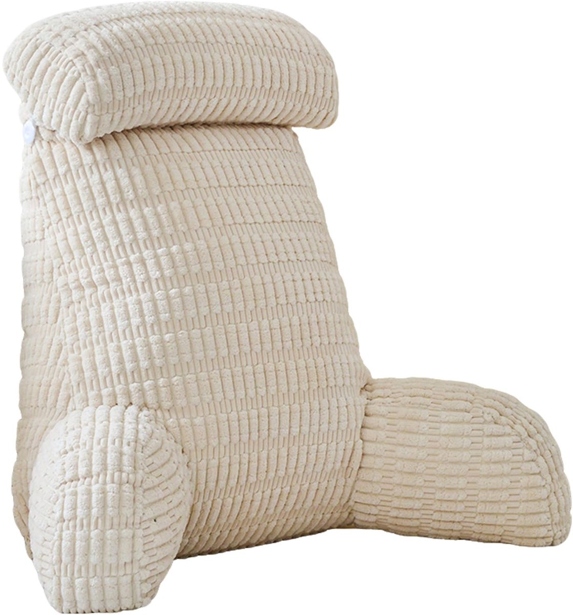 Leeskussen voor bed en bank, leeskussen met afneembare hoofdsteun, armleuningen en rugsteun, rugkussen voor bed voor bed, luieren, lezen, werken aan laptop, televisie, wit