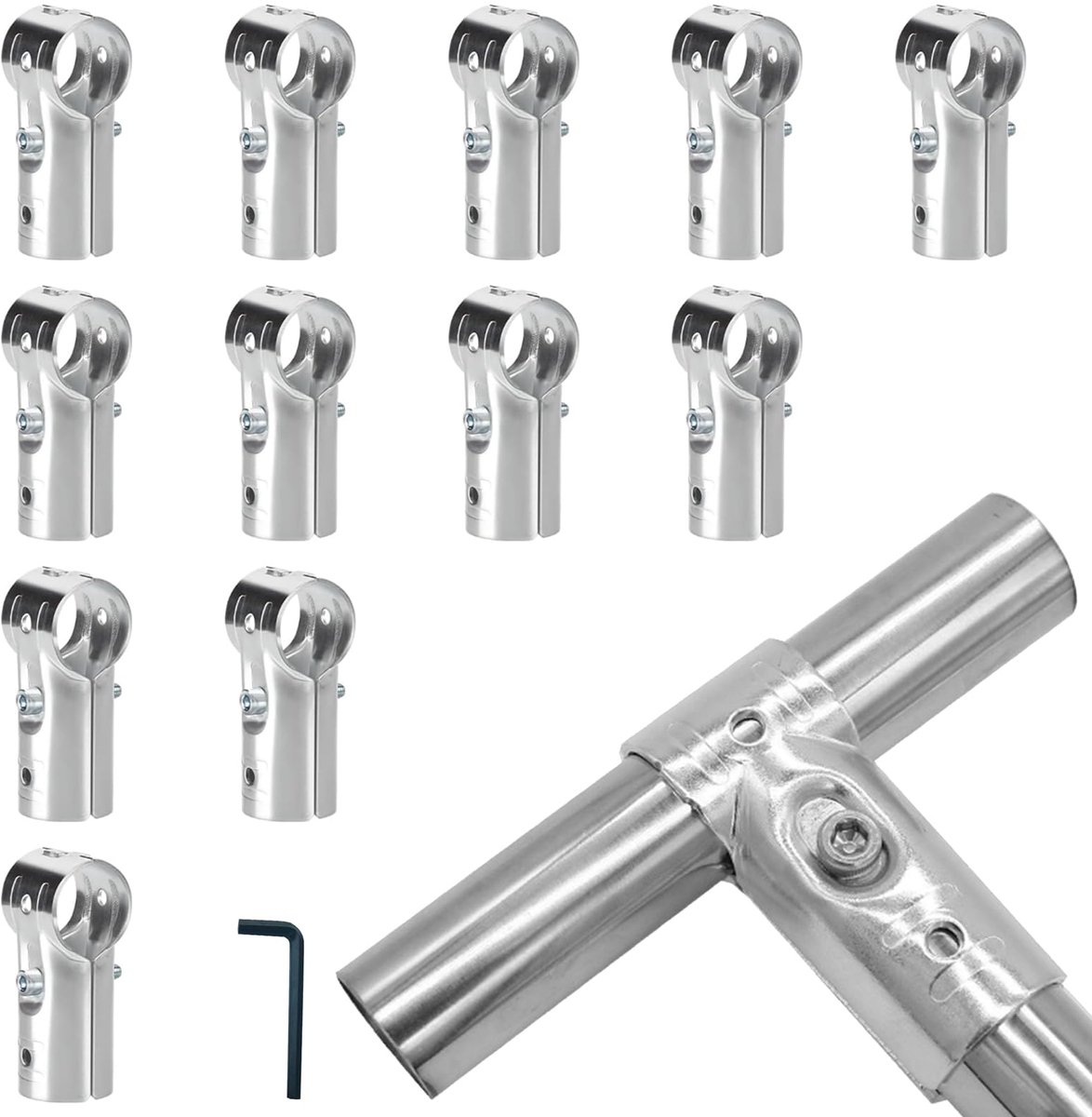 Slangklemmen - T-slangaansluiting - Voor kettingschakel - Hoekscharnieren - Geschikt voor een buitendiameter van 25 mm
