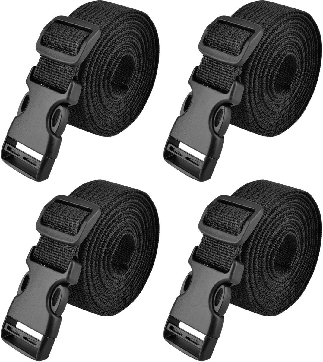 Nylon singelband 25 mm, met verstelbare gespen, 4 stuks (2 m, zwart - 25 mm)