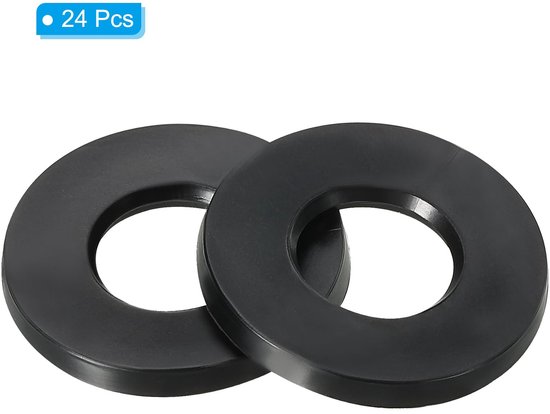 Sluitringen, rubberen afdichting, rond, 24 stuks, 12 mm ID, 24 mm OD, 3 mm dik, platte sluitringen, set, afdichtingsrubber voor kraanbuis, bevestigingsschroef, zwart — afbeelding 2