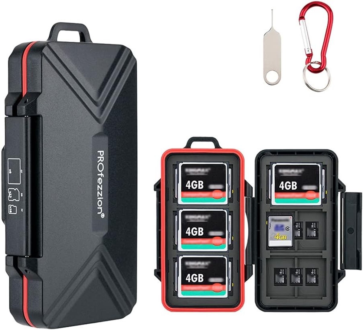 Geheugenkaartopslagdoos met 36 Slots, Geschikt voor 12 SD/SDXC/SDHC en 18 Micro SD/TF Kaarten, Waterdicht en Schokbestendig Ontwerp voor Veiligheid en Gemak