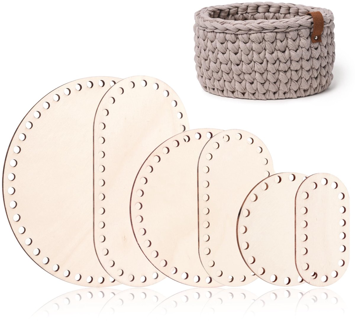 Mandbodem om te haken, bogen, natuurlijke houten mand voor doe-het-zelf handtas, mand, weefbenodigdheden, kunsthandwerk, woondecoratie