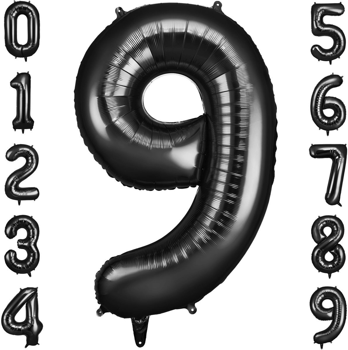 Heliumballonnen, 40 inch cijferballonnen 9, folie verjaardagsballon voor verjaardag, bruiloft, feestdecoraties, feestbenodigdheden (Zwart)