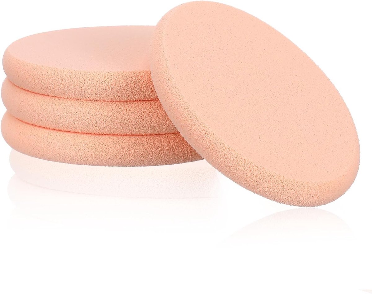 4 Stuks Platte Make-upsponzen voor Foundation, Ovale Make-upspons en Applicator voor Natuurlijke en Langdurige Look