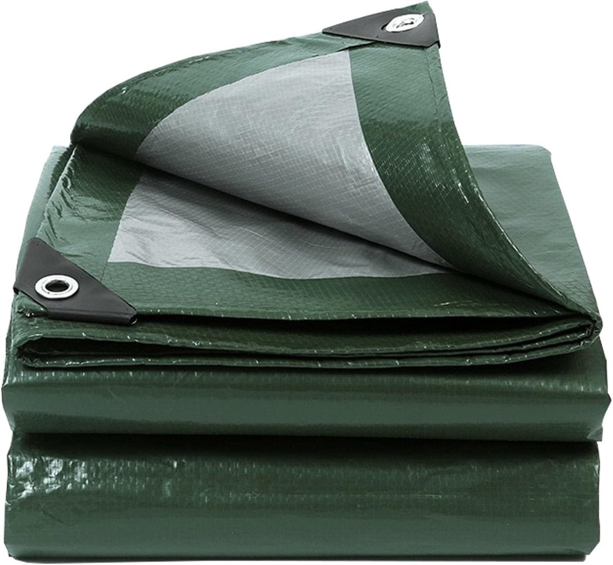 2 x 5 m, militair groen/zilver, waterdicht, met oogjes, 130 g/m², scheurvast, uv-bestendig, schimmelbestendig, multifunctioneel zeil voor tuinmeubelen, hout, auto, camping, zwembad