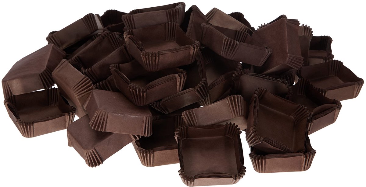 Grote vierkante bruine bakbekers 800, Carta da Forno, veelkleurig, anti-aanbaklaag, wegwerpbaar, 6x6x2 cm, voor bakken, presenteren en schenken van muffins en kleine cakes