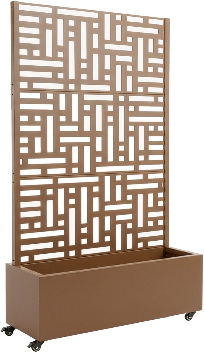 Tuinscherm Bernalda met plantenbak op wielen 186x120x40 cm bruin casa.pro