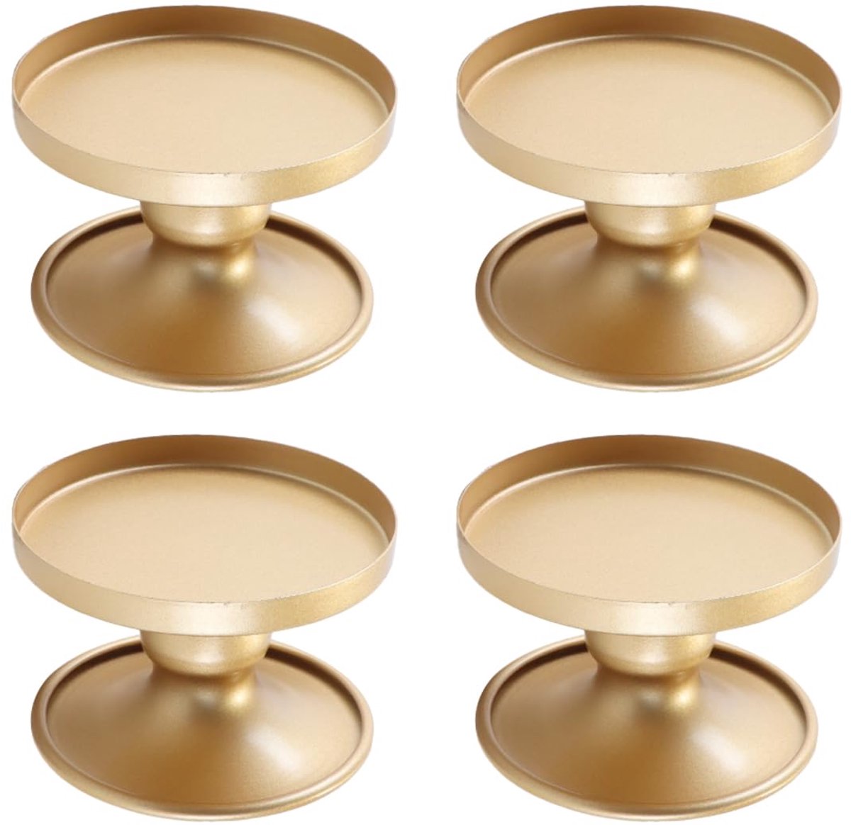 4 stuks retro gouden trompetkaarsenhouders, kan kaarsen met een diameter van 7,2 cm voor tafel centerpiece, bruiloft receptie decoratie bevatten