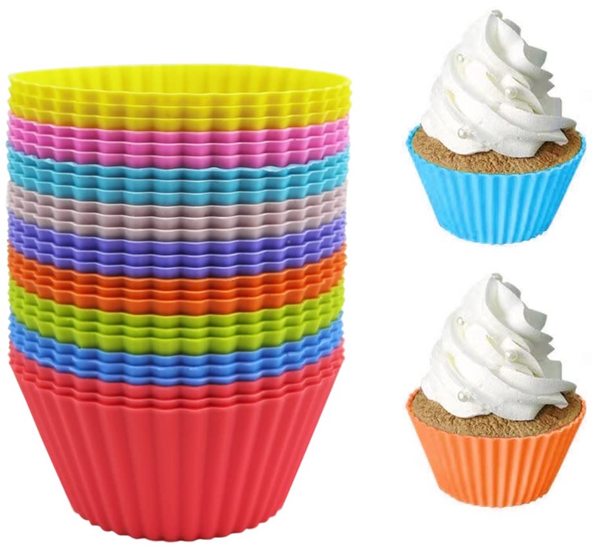 27 stuks, herbruikbare siliconen bakvormen, milieuvriendelijke cupcakevormen, geschikt voor keukenfeest, bruiloft, 9 kleuren