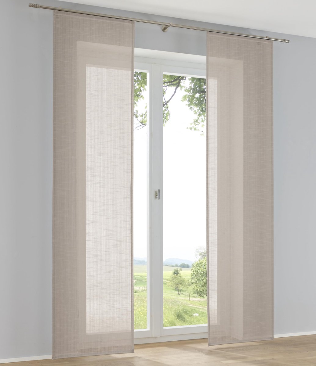 Gordijnen ruimtescheider Boston Taupe linnenlook schuifgordijnen met paneelwagen B 60 x H 245 cm