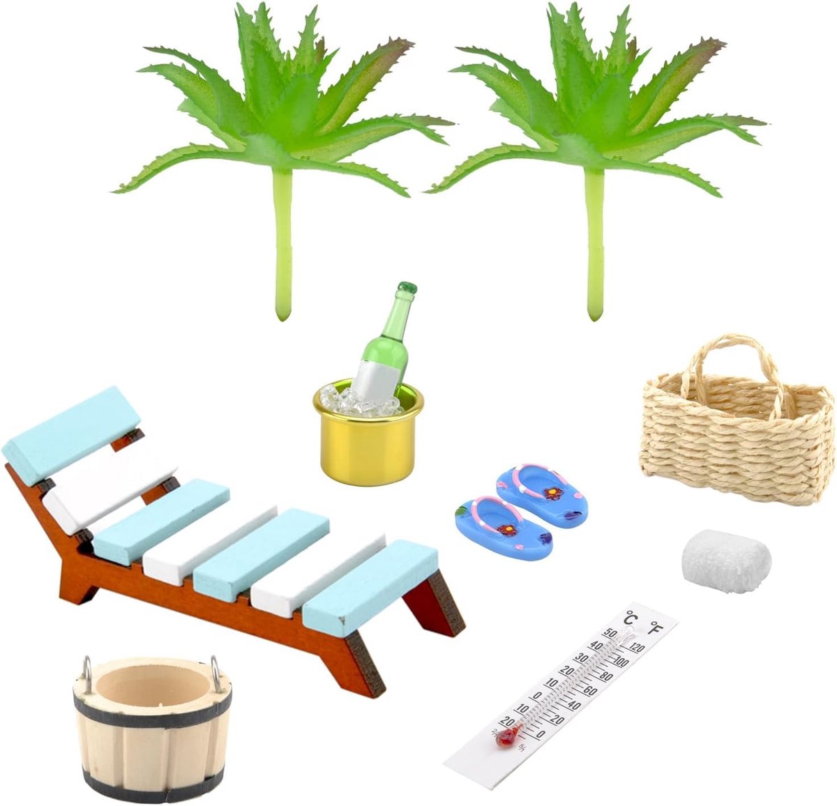 decoratie sauna accessoire set, wellness cadeau, 11 stuks wellness decoratie accessoire, miniatuur-sauna-scène schietscène rekwisieten model, strand microlandschap, voor DIY, geldgeschenk