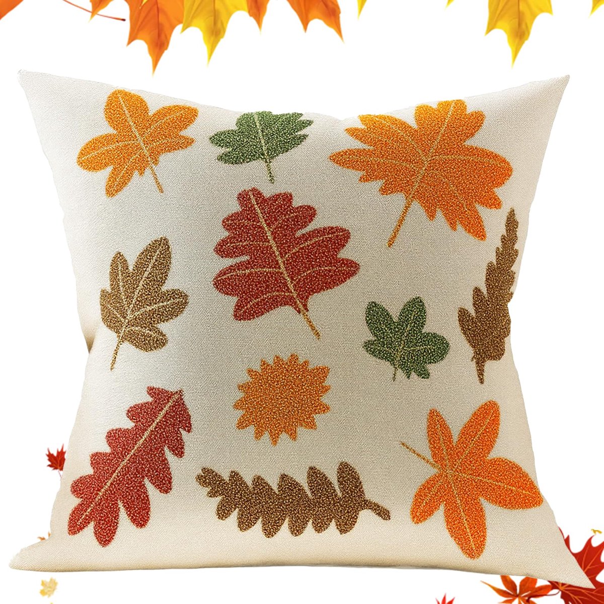 esdoornblad kussensloop 45x45cm decoratieve kussensloop polyestervezel bankkussenhoes kussensloop herfstbeddengoed voor woonkamer bank tuin slaapkamer buiten