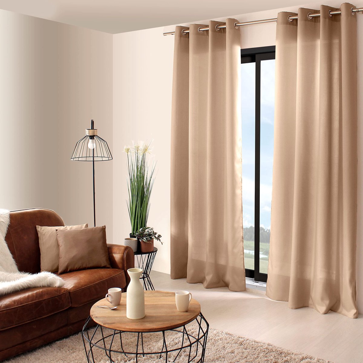 Home 2015NA140240 gordijn, Bachette, polyester, met 8 ogen, 140 x 240 cm, natuur, 240 x 140 cm