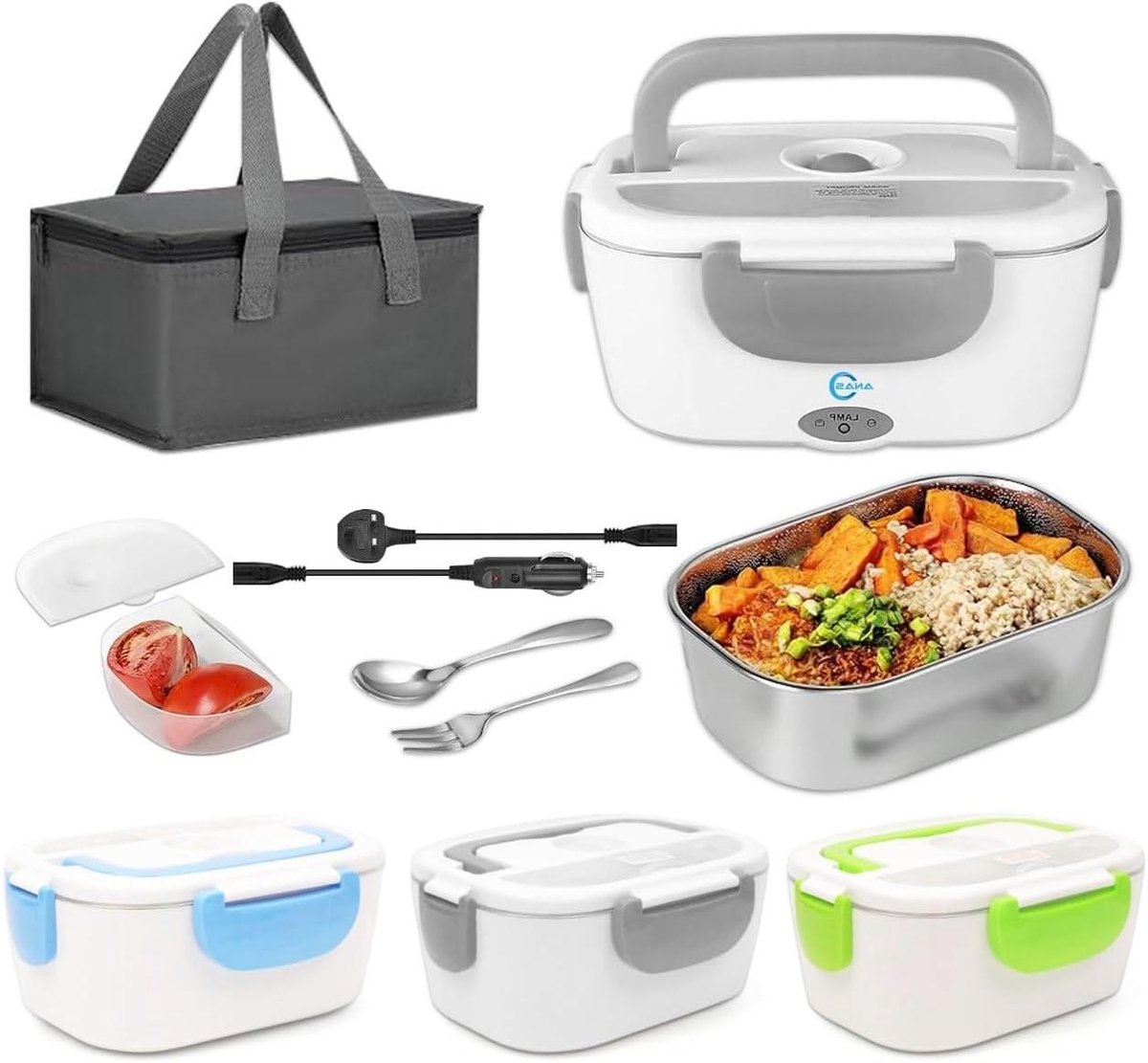 Elektrische Lunchbox - Voedselwarmer Draagbaar - Warme Maaltijd Onderweg - Lekvrij Design - 1.5 Liter - Zwart
