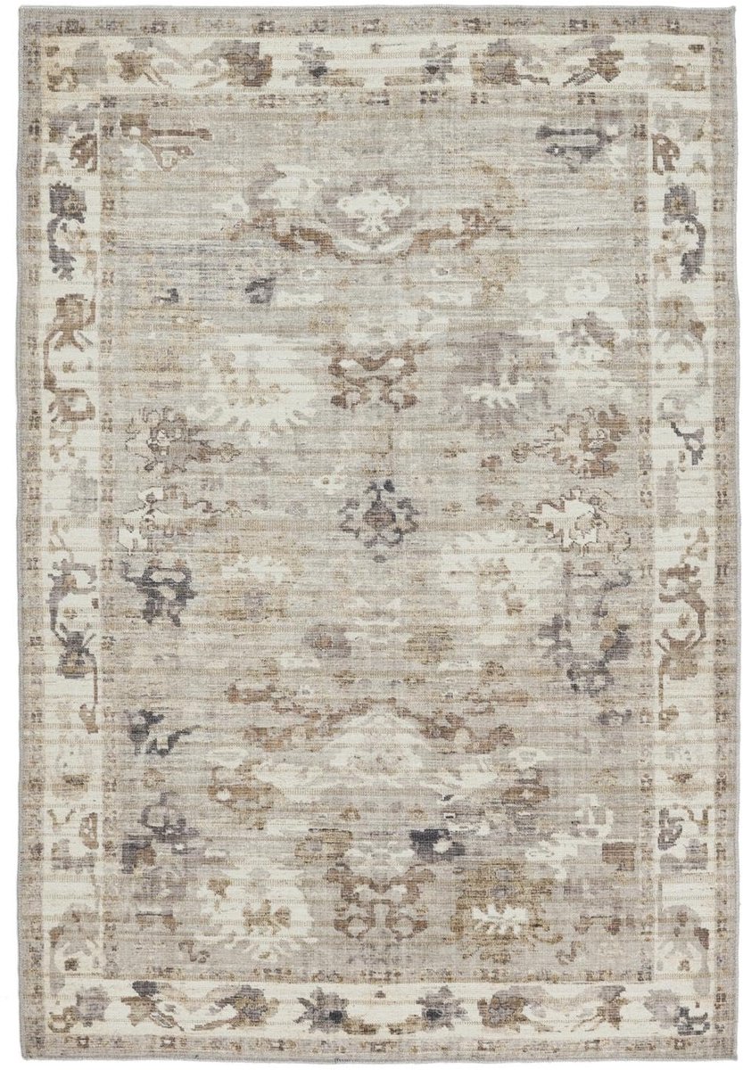 Vloerkleed, Vintage, 160 x 230 cm, Rechthoekig, Laagpolig, Woonkamer, Slaapkamer, Machinewas, Beige