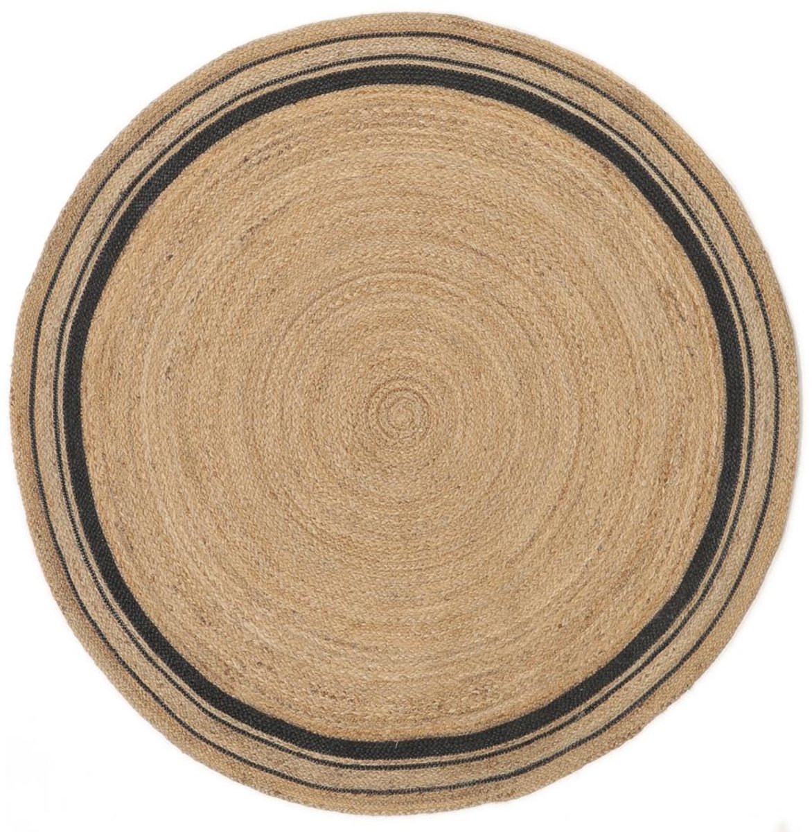 Vloerkleed, Moderne, Ø 150 cm, Rond, Middelpolig, Woonkamer, Slaapkamer, Keuken, Hal, Alleen chemisch reinigen, Care & Fair gecertificeerd, Zwart
