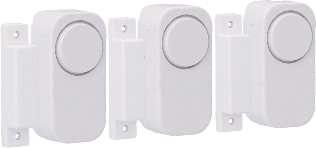 Set van 3 Draadloze Inbraakalarmen voor Ramen en Deuren met Magneetcontact
