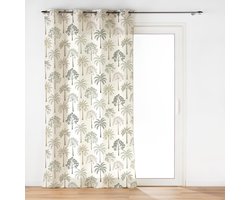 Gordijn met oogjes (140 x 280 cm) Palmea groen, gezandstraalde voile print