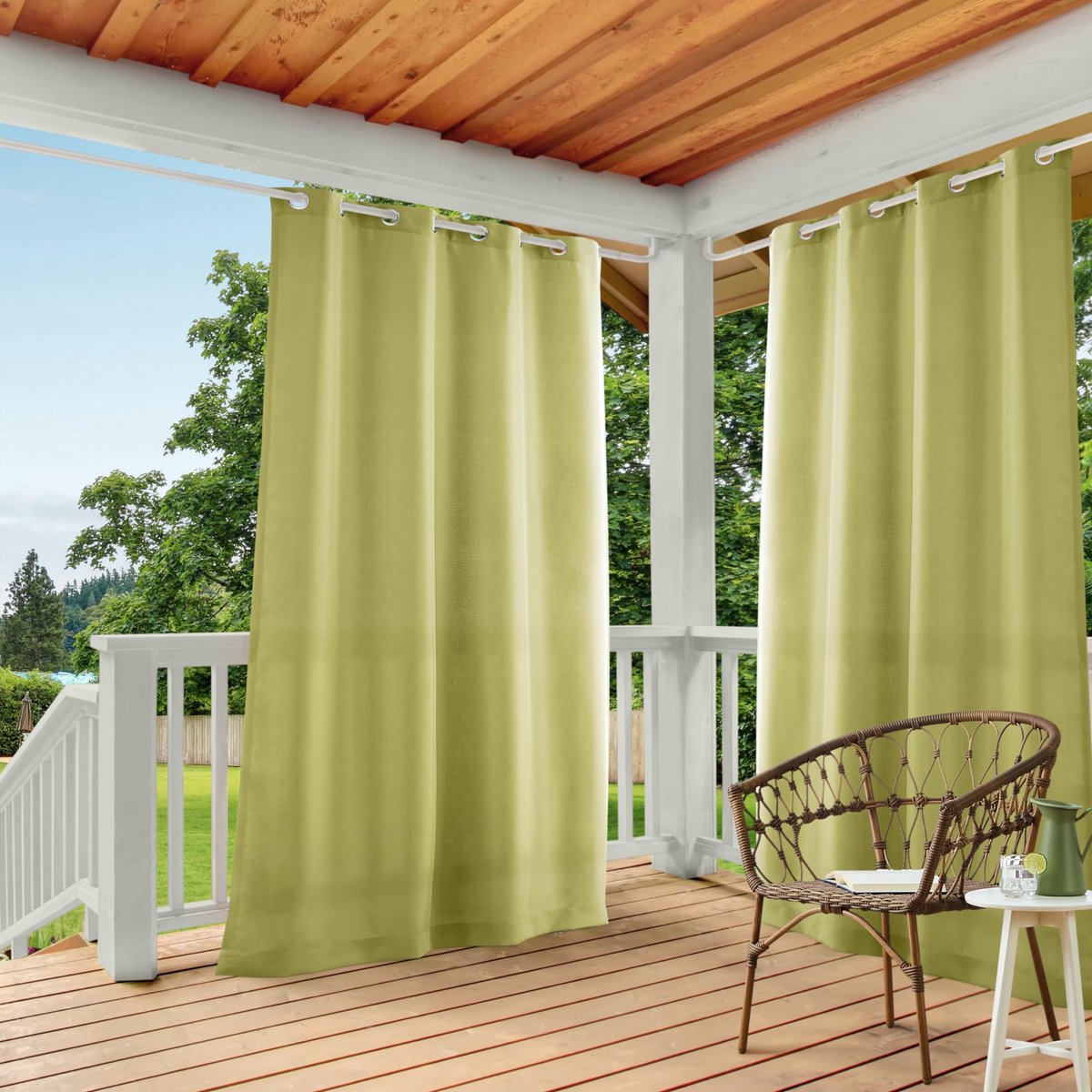 Gordijnen, polyester, 1 paar, polyester, kiwigroen, 54 x 96 cm