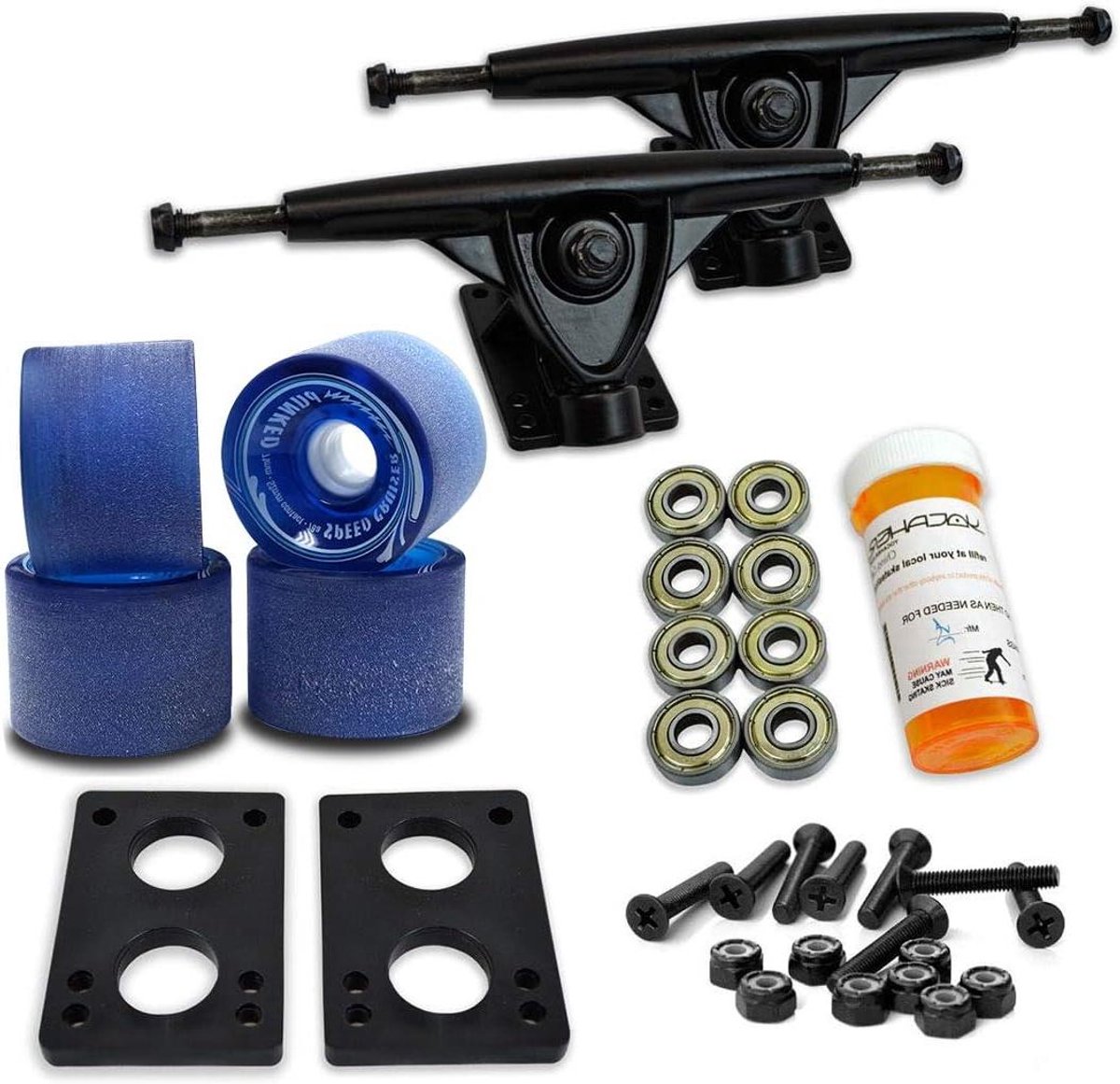 Longboard Onderdelen Set Skateboard Wielen Cruisen Buiten Heavy Duty Trucks 71mm Wielen 180mm Trucks