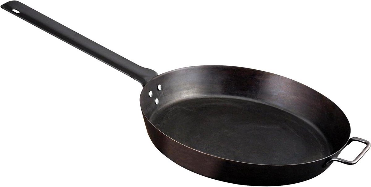 Gekruide Stalen Pan Grote Koekenpan Groepskoken Buiten Direct Klaar Voor Gebruik 52 cm Diameter Zwart