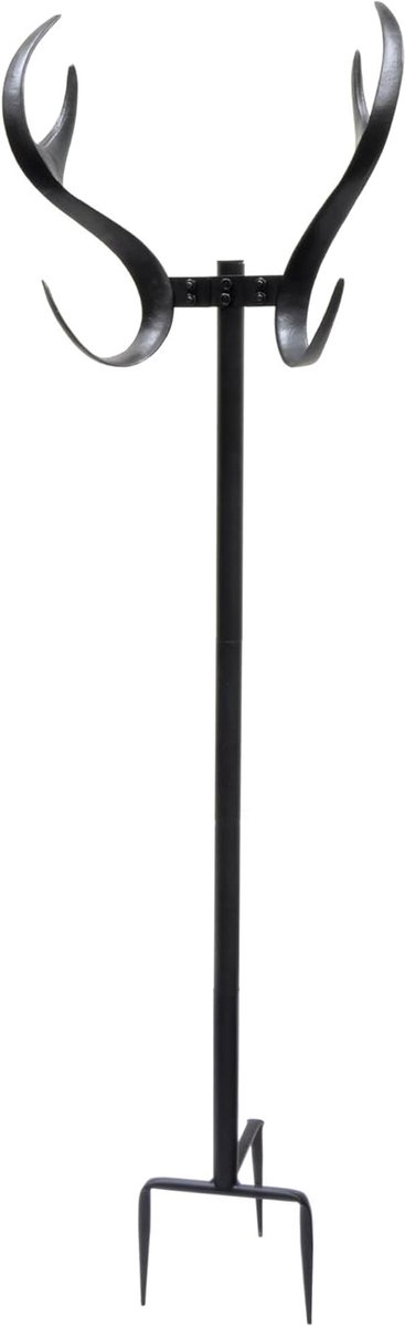Tuinslanghouder Gewei - Slanghouder Buiten - Tuin Organiseren - Vrijstaande Metalen Standaard - 123 cm Hoog - Zwart
