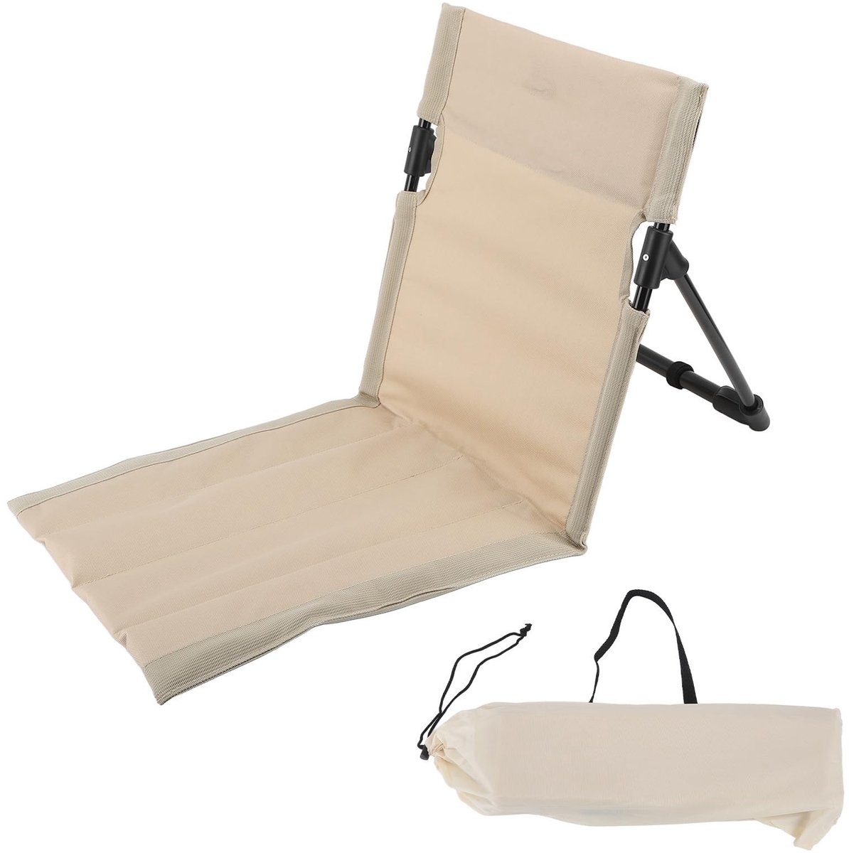 Strandmat Loungestoel, Opvouwbare Buitenligstoel Parkstrandstoel met Rugsteun, Om Te Zonnebaden, Strandligstoel voor Terras Lichtgewicht Kampeerstoelen (Khaki)