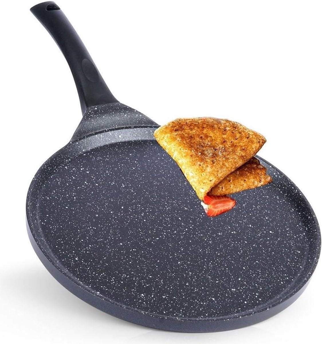 Pannenkoekenpan - Crêpe pan - Lekkere Pannenkoeken Bakken - PFOA en PTFE vrij - 27 cm - Zwart