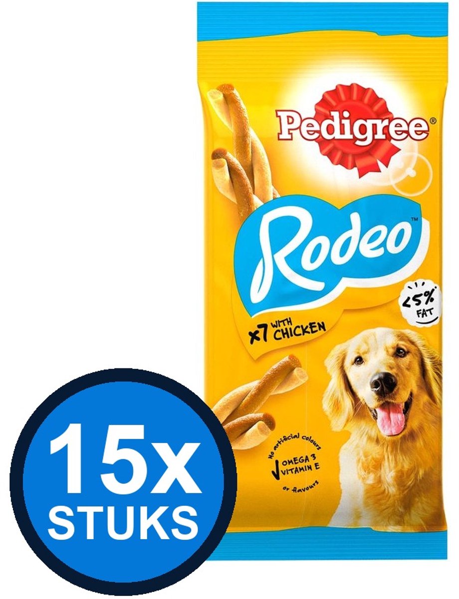 15x Pedigree - Rodeo Kip - Hondenvoer Snacks - 123 g