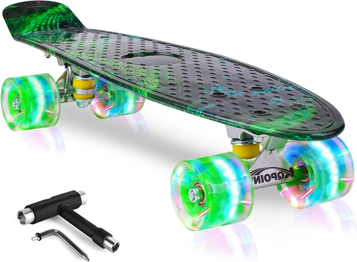Mini Cruiser Skateboard Kinder skateboard Stepper board Buiten spelen Kleurrijke knipperende wielen 55 cm Aurora