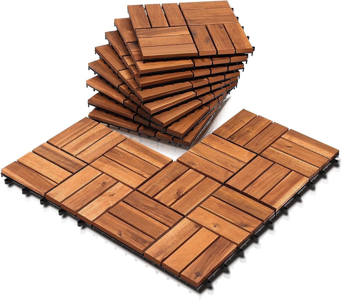 Acaciahouten Tegels - Balkon Terras - Tuin Decoratie - FSC Gecertificeerd - 30 x 30 cm - Natuurlijk Hout