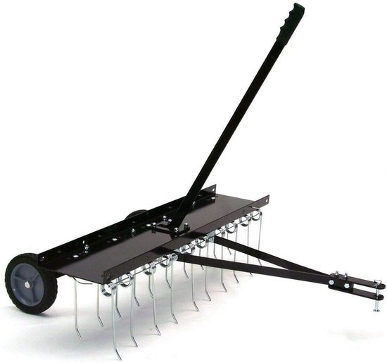 XXL Verticuteerder Gazonkam - Gazonventilator Ontmosser - Gazon Onderhoud - Robuuste Metalen Constructie - 100 cm Werkbreedte - Zwart — afbeelding 3
