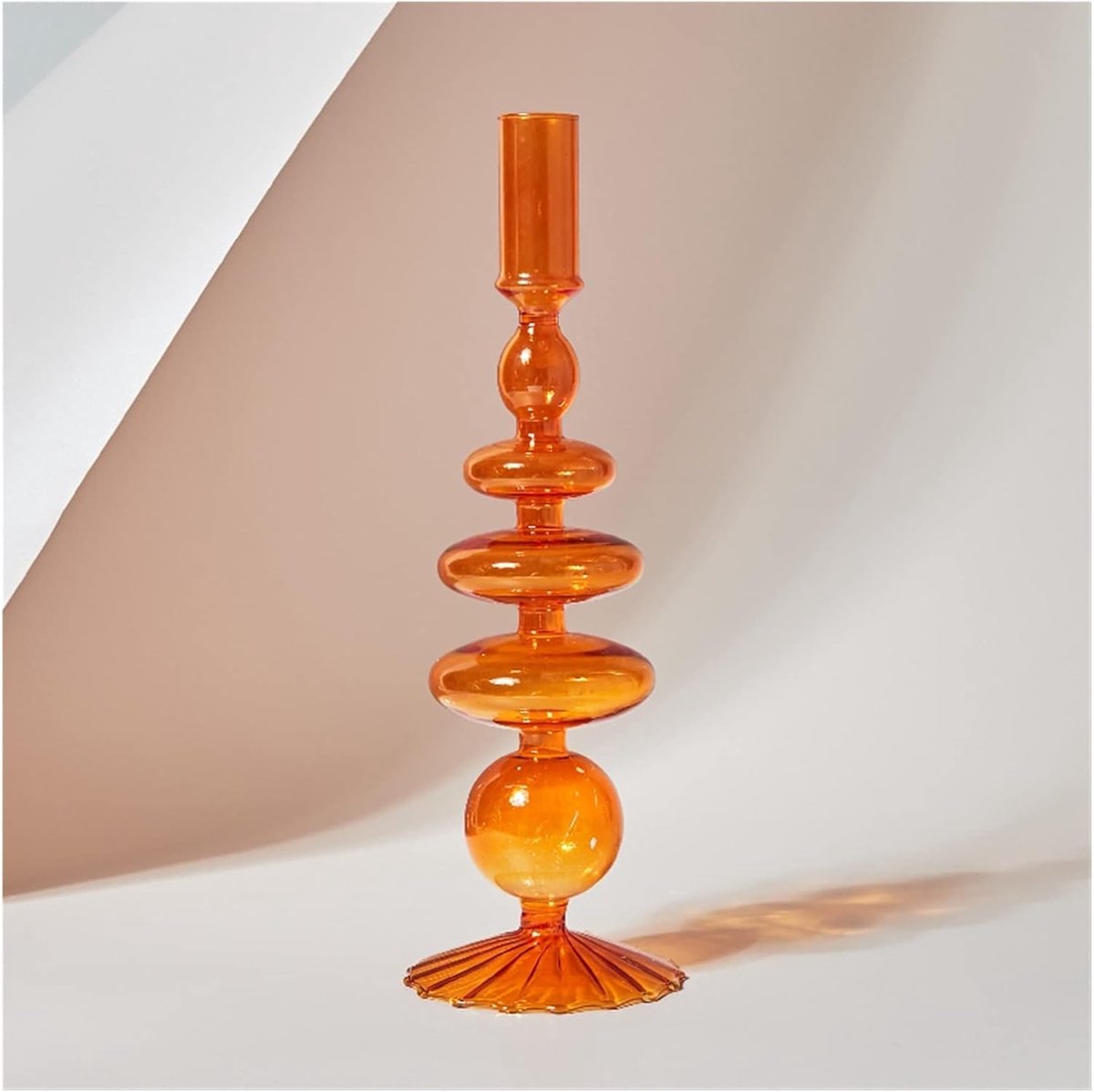 Houders Retro Glass Classic Craft Candlesticks Houders for Bruiloft Decoraties Glazen kaarshouder (Color : Orange)