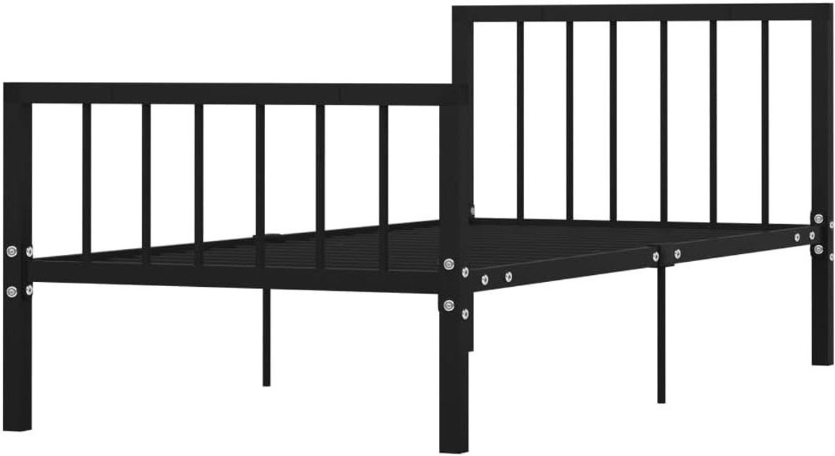 Metalen Bedframe - Bed Frame Metaal - Slaapkamer Inrichten - Massieve Constructie - 100x200 cm - Zwart