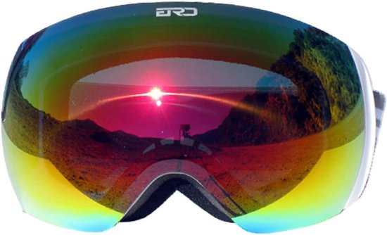 Skibril Frameloos - Sneeuwbril Wintersport - Skiën Snowboarden - 100% UV Bescherming - Grote Lens - Rood