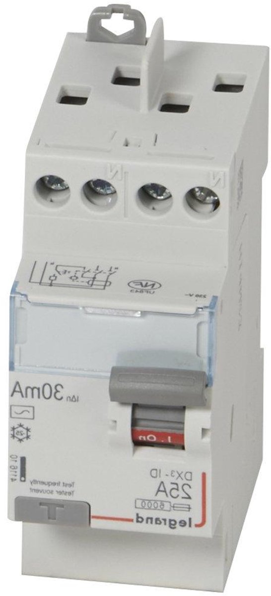 Differentiaalschakelaar - Stroomonderbreker - Veilige Stroom - Hoge Capaciteit - 2 Modules - Grijs