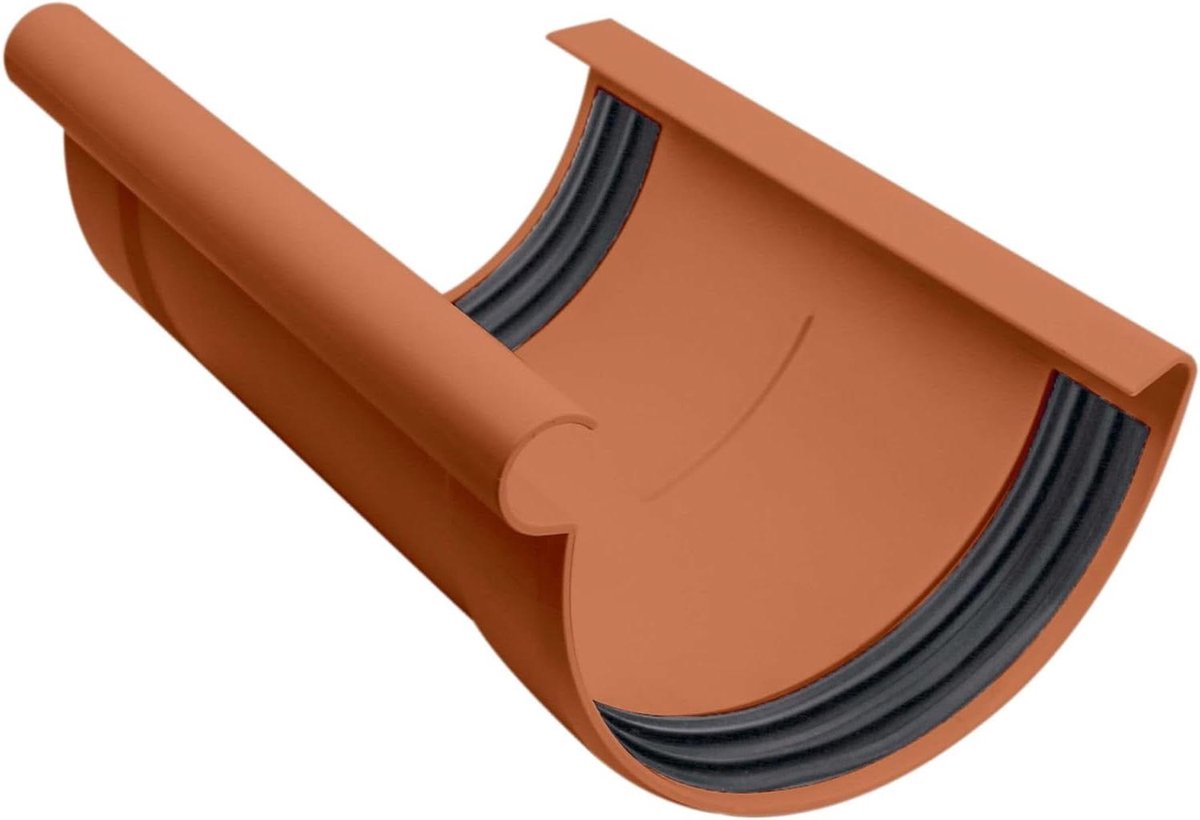 Goot Connector - Dakgoot Verbinding - Dakgoot Reparatie - Halfrond PVC-U - 100mm - Bruin