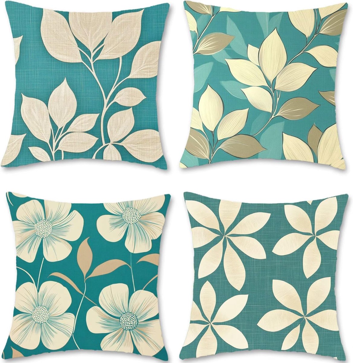 80 x 80 cm, blauw fluweel, bankkussen, sierkussen, set van 4 kussenslopen, vierkant, voor Halloween, woonkamer, slaapkamer, balkon, decoratie, S1-250