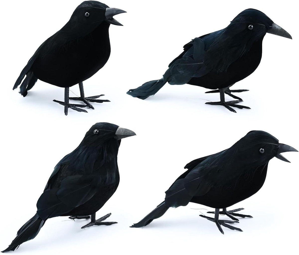 Halloween Kraaien - Nep Raven - Tuin Decoratie - Realistisch Gevederd - 16 cm - Zwart