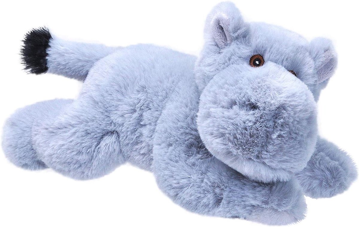 Pluche Nijlpaard - Knuffel Dier - Baby Cadeau - Gemaakt van Gerecycled Materiaal - 20 cm - Grijs