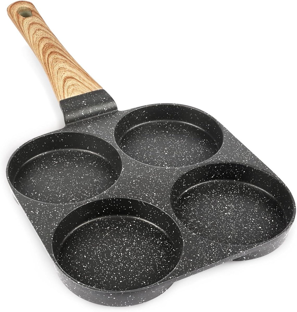 Koekenpan met 3 Vakken - Omeletpan Tamagoyaki - Ontbijt Maken - PFOA-vrij Non-stick - 4 Gaten - Grijs