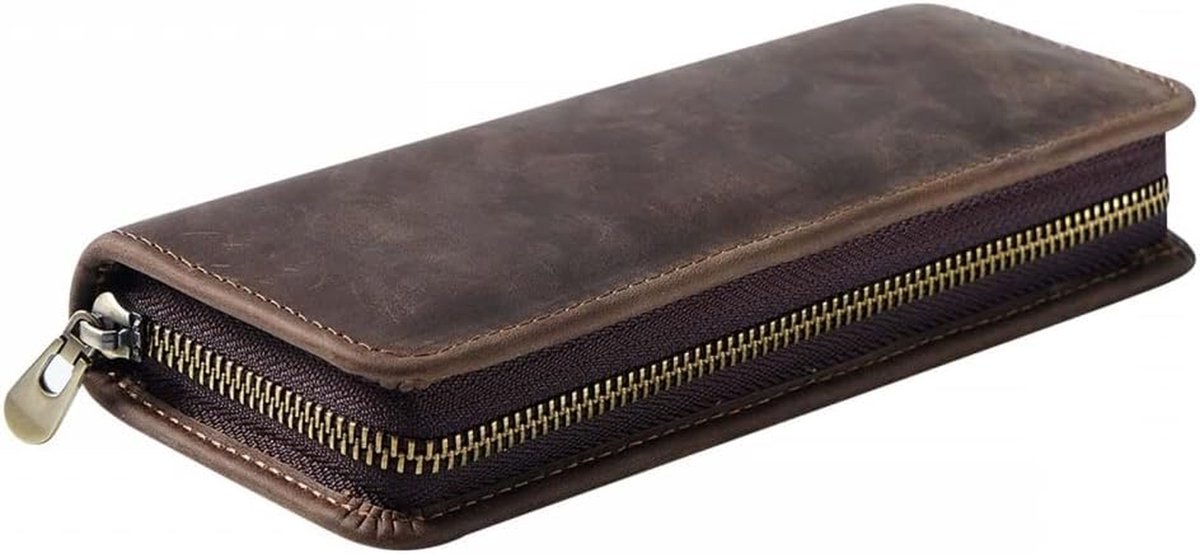 Leren Pennen- en Etui met Ritssluiting - Grote Capaciteit voor School, Werk en Kantoor
